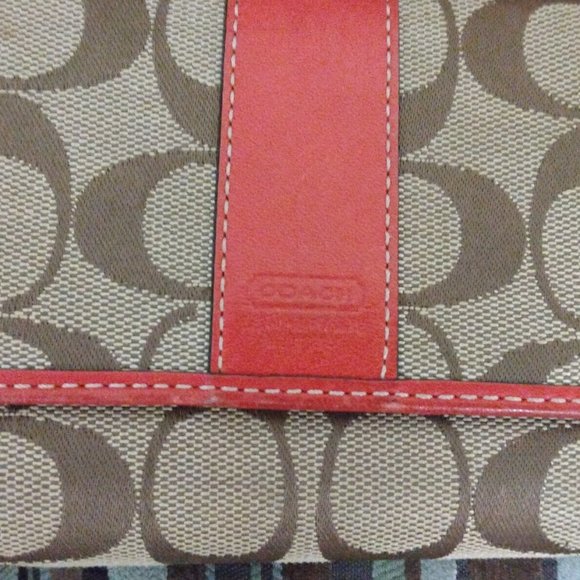 ❤️2 Pc COACH Logo Long ID Billfold Checkbook Flap Wallet - Picture 3 of 11
